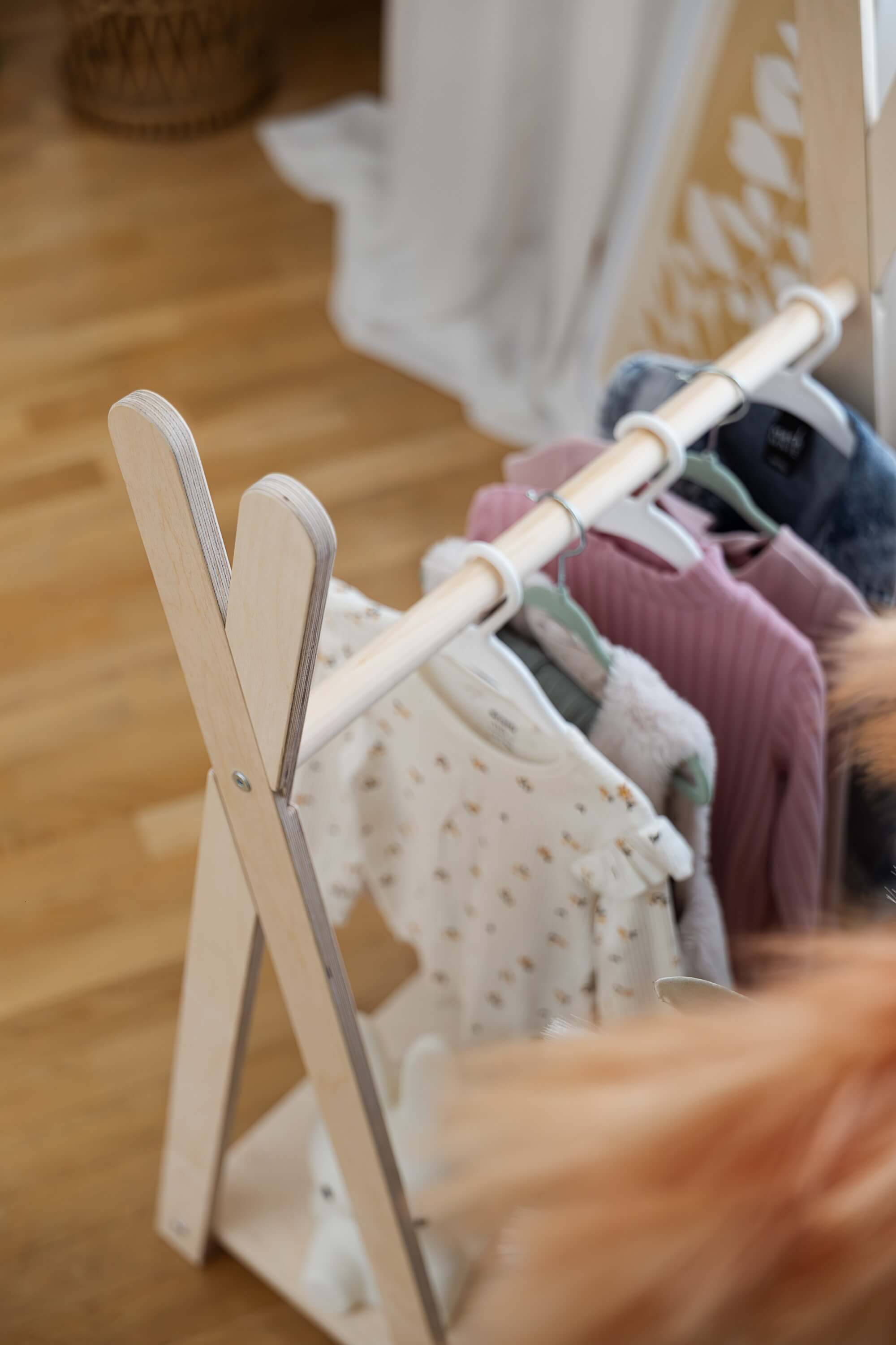 Tipi Hanger - Wooden Clothes Rail With Shelve For Kids Bedroom