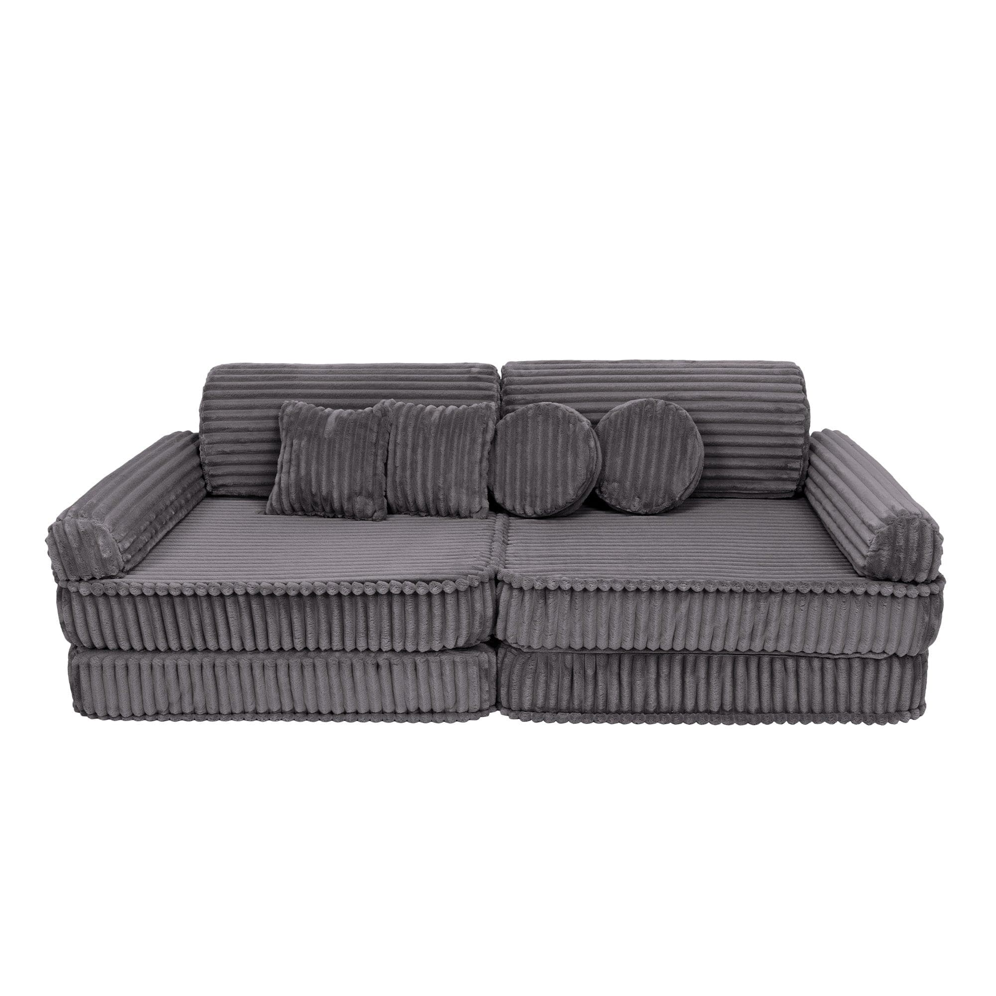 MeowBaby Kids Play Sofa - Modular Play Sofa Couch - dark grey | churros play sofa for kids 
