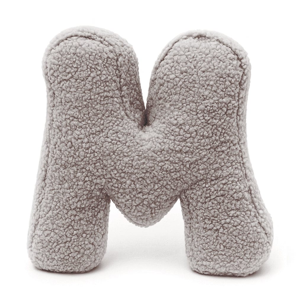 Alphabet Letter Pillow – Light Grey | Bearly