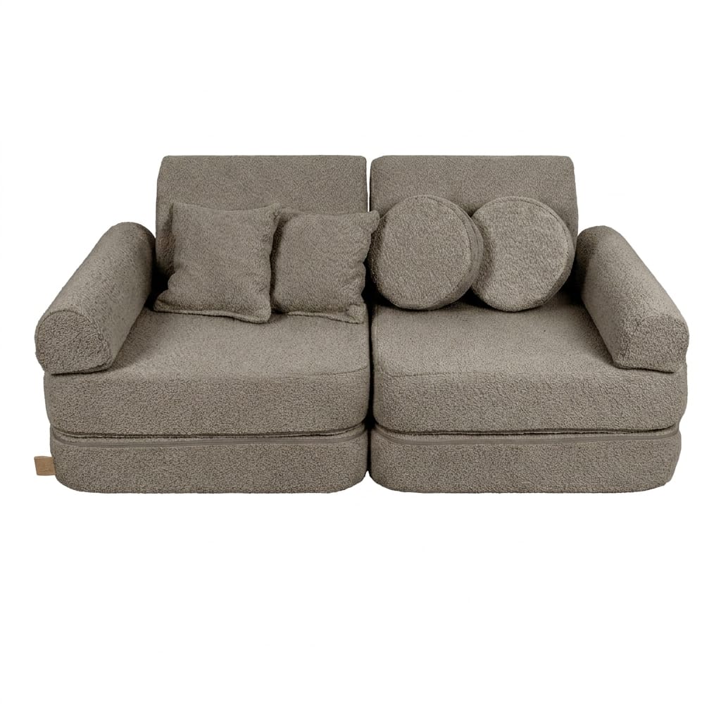 MeowBaby Boucle Kids Play Sofa Plus – Modular Play Sofa Bed | 12 Pieces