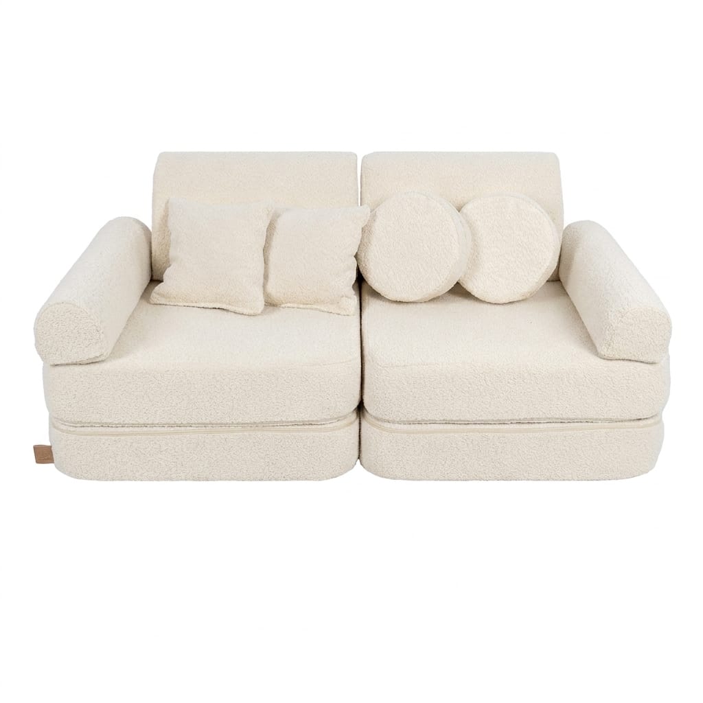 MeowBaby Boucle Kids Play Sofa Plus – Modular Play Sofa Bed | 12 Pieces