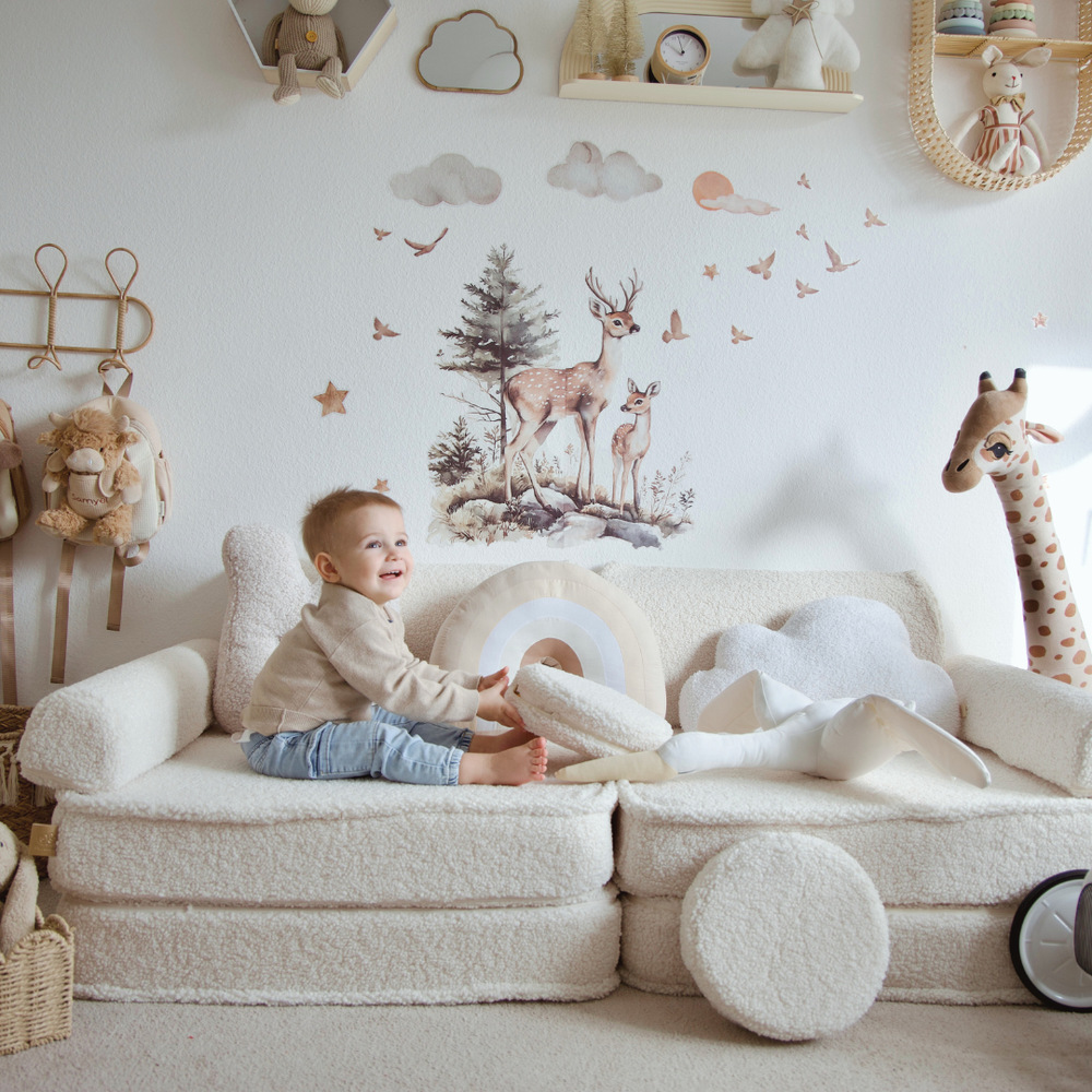 MeowBaby Bearly Kids Play Sofa Cream