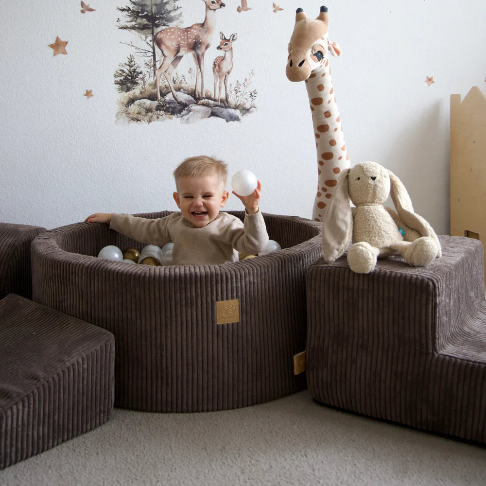 MeowBaby Aesthetic Kids Foam Climbing Blocks Brown - Baby Soft Play Set | Balls to Choose