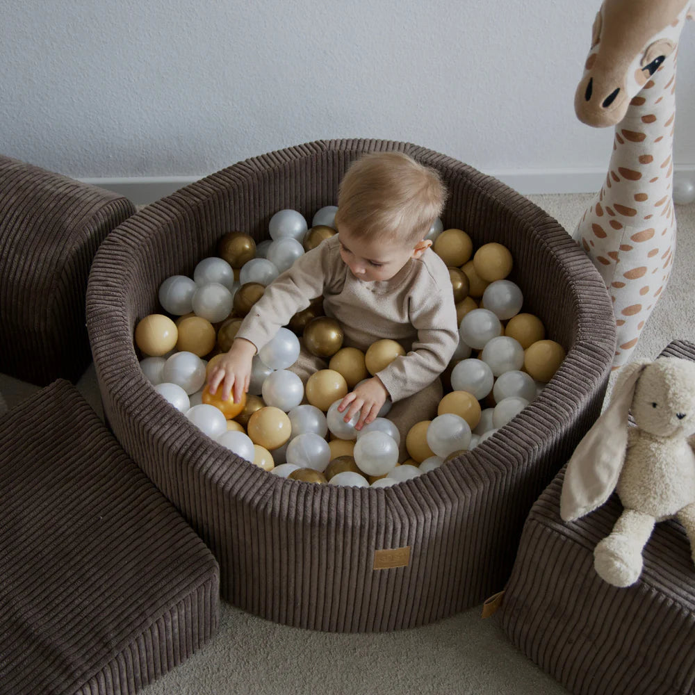 MeowBaby Aesthetic Kids Foam Climbing Blocks Brown - Baby Soft Play Set | Balls to Choose