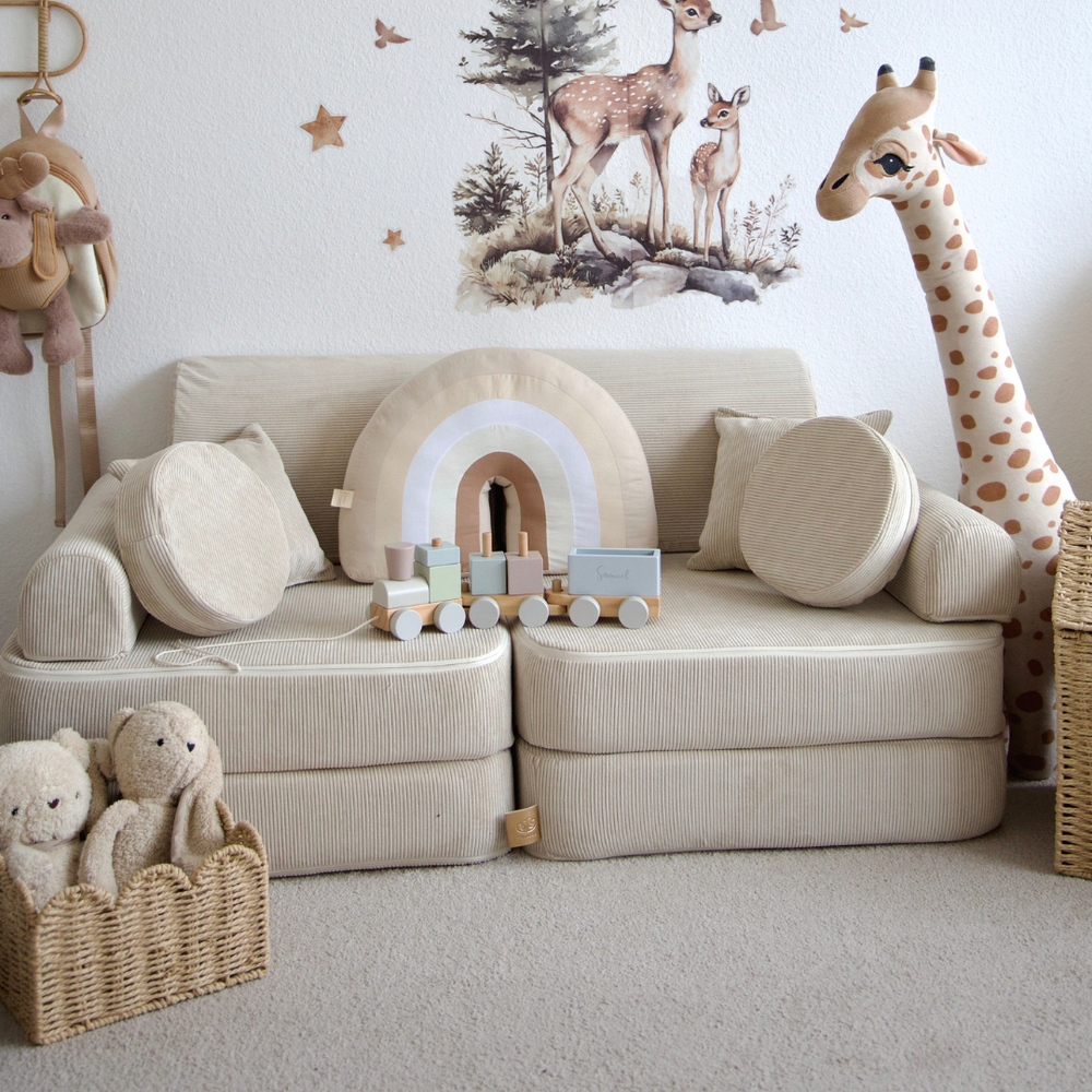 MeowBaby Slimcord Kids Play Sofa Plus | Modular Kids Play Sofa Bed | 12 Pieces