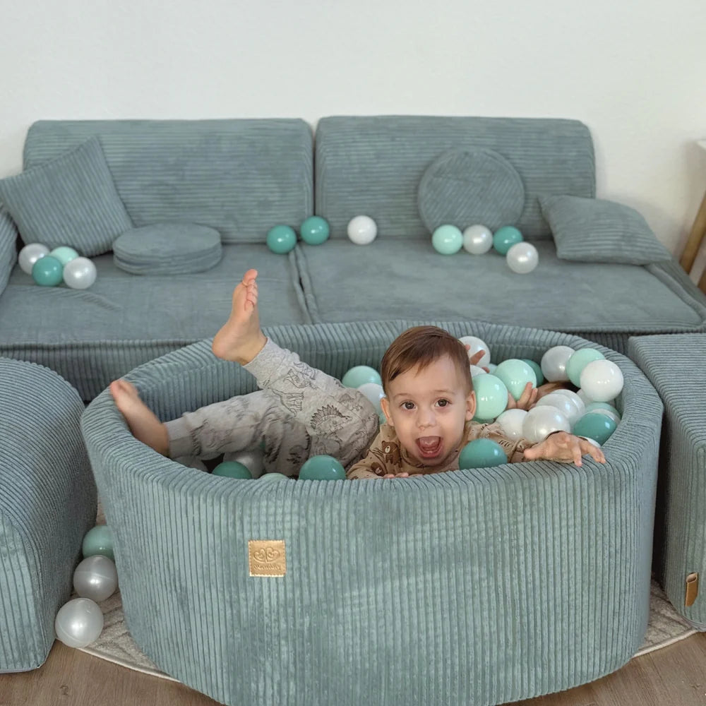 MeowBaby Aesthetic Kids Foam Climbing Blocks Turquoise - Baby Soft Play Set | Balls to Choose