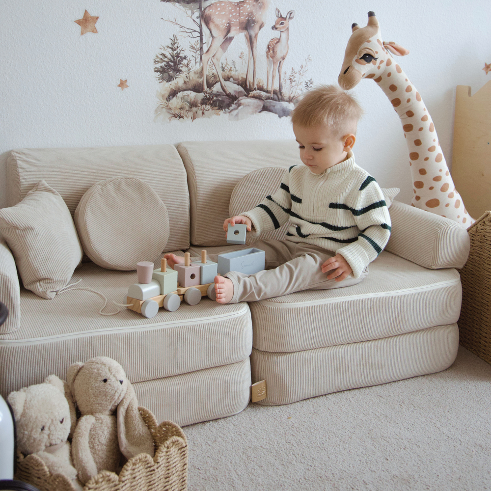 MeowBaby Slimcord Kids Play Sofa Plus | Modular Kids Play Sofa Bed | 12 Pieces