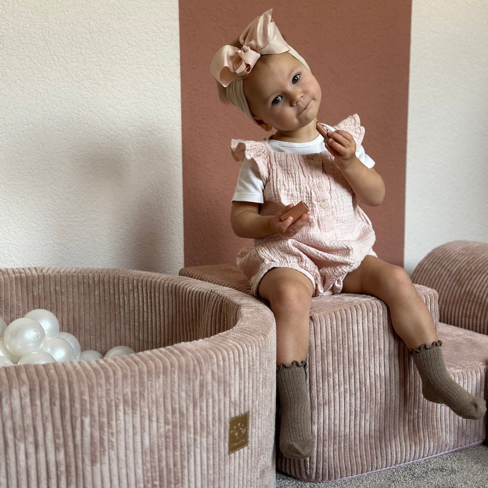 MeowBaby Aesthetic Kids Foam Climbing Blocks Pink - Baby Soft Play Set | Balls to Choose